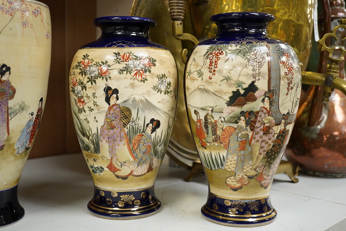 Two pairs of 20th century Japanese satsuma vases and one other, largest 32cm high